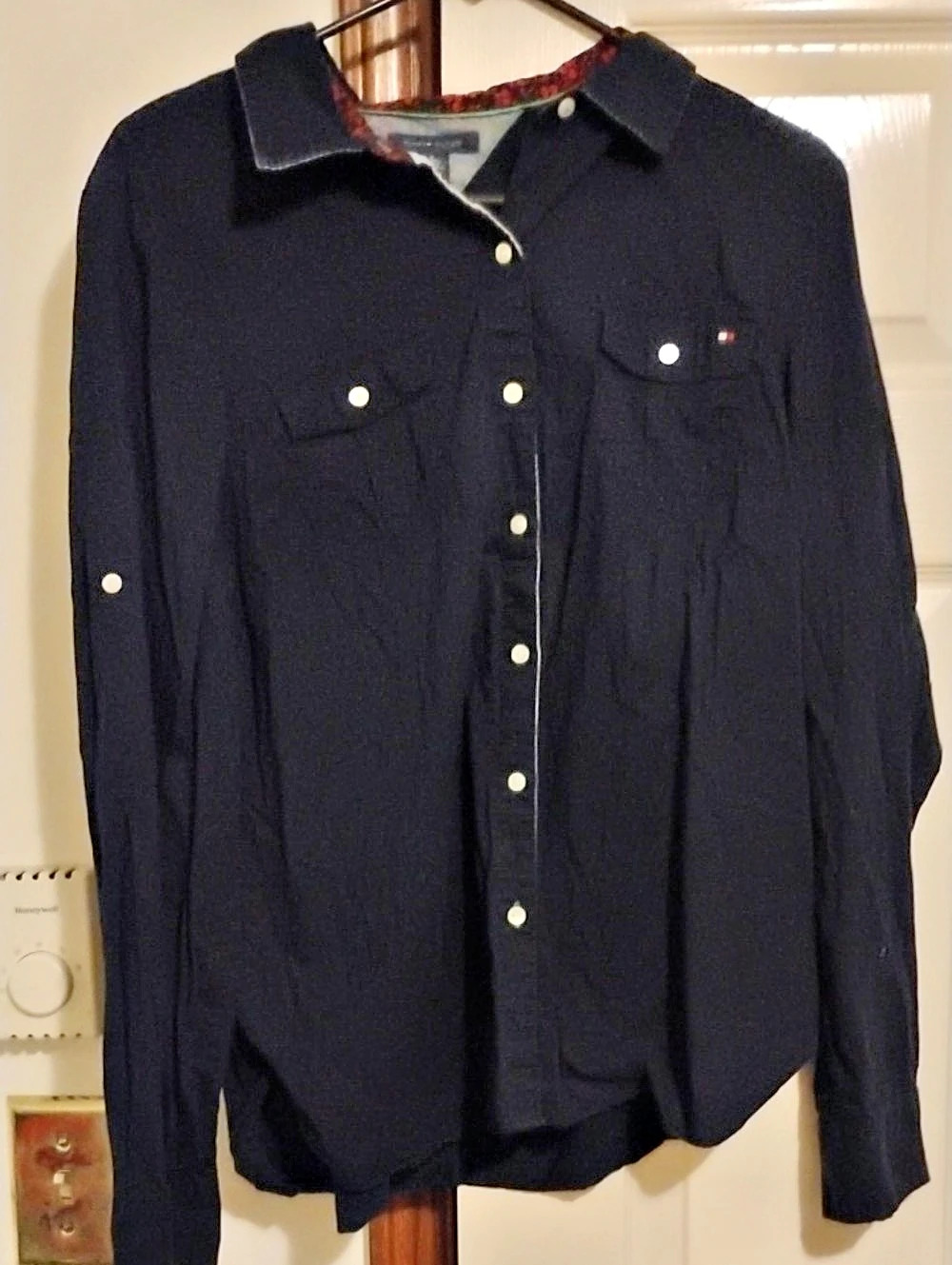 Tommy Hilfiger Roll-Tab Utility Button-Down Shirt Black